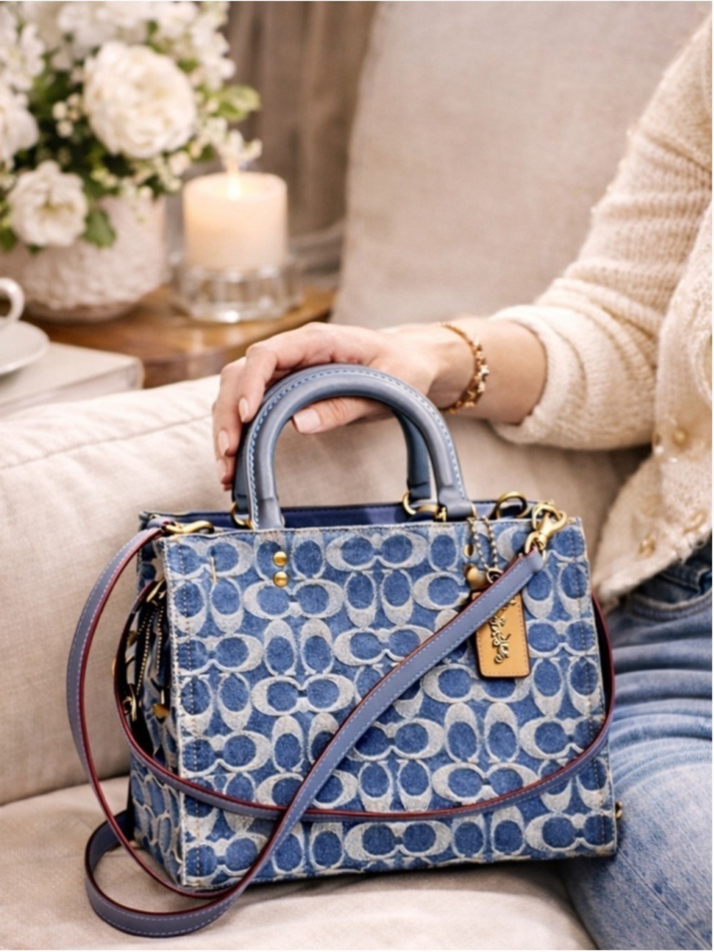 Coach Rogue 25 Signature Denim Satchel Crossbody Bag Style CR691 NWOT - Picture 13 of 16